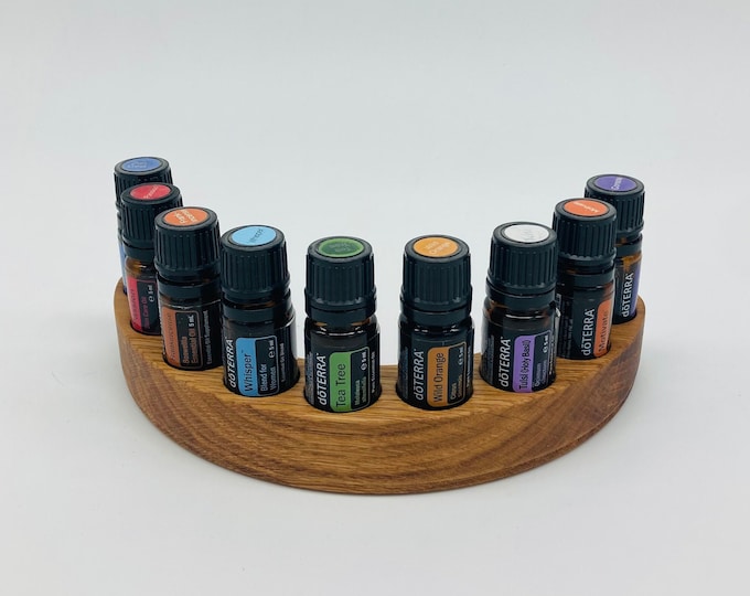 9 Oils Organizer Half Round Stand for Doterra Oils Wooden Holder for Oil Bottles Essential Oils 5ml Bottle Holder