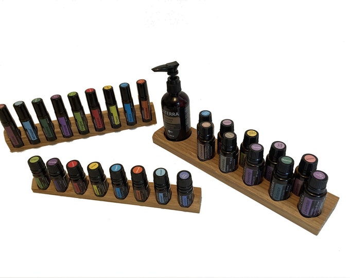 Set consisting of 3 oil organizers/stands for DoTerra or similar oils - wooden holder for oil bottles of essential oils