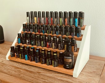 Large tribune oils shelf display for e.g. doTERRA wood display for 39+25+25+1 oil bottles essential oils oak wood