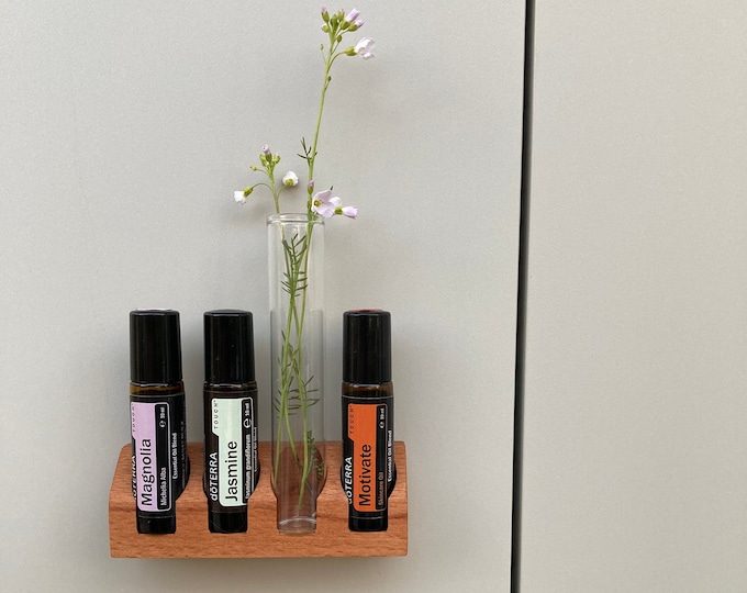 4pcs Oils Organizer WITH MAGNET for hanging or setting up essential oils with vase Wooden holder DoTerra essential oils 10ml Roll On