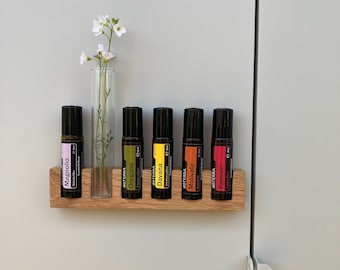 6pcs Oils Organizer WITH MAGNET for hanging or as a stand for essential oils with vase Wooden holder 22 mm diameter 10ml Roll On