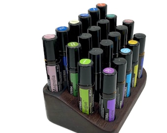 Beautifully curved organizer for 22 oils RollOns 10ml storage for e.g. Doterra essential oils + glass vase