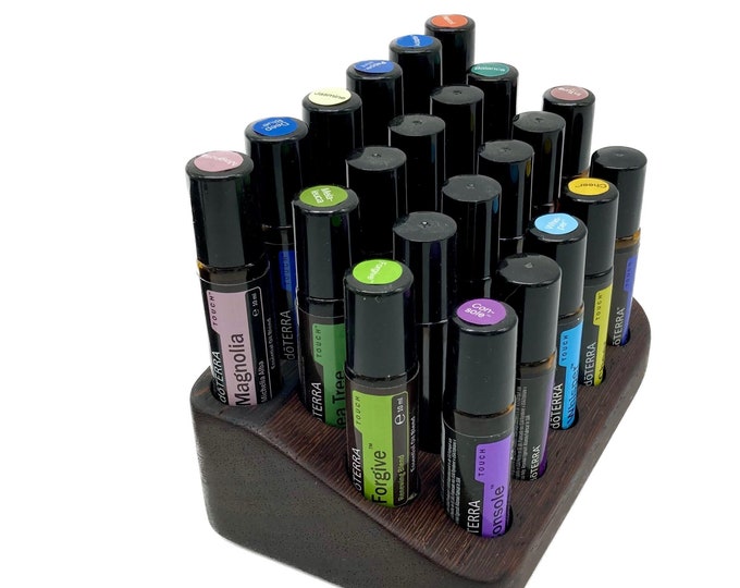Beautifully curved organizer for 22 oils RollOns 10ml storage for e.g. Doterra essential oils + glass vase