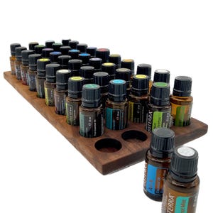 Walnut wood display stand for e.g. Doterra oils for 40 oil bottles 15ml essential oils