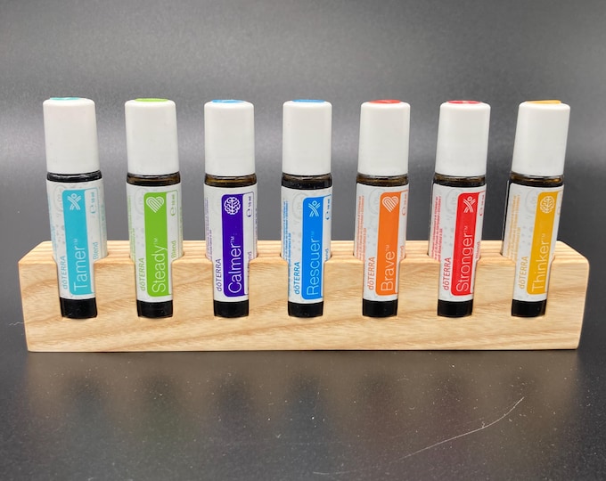 KiDs Collection 7 Oil Storage Set for doTERRA Oils - Ash Wood Holder for 10ml Essential Oil Bottles