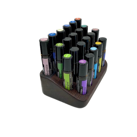 Beautifully curved organizer for 22 oils RollOns 10ml storage for e.g. Doterra essential oils + glass vase