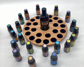 Runder Öle  Aufsteller für z.B. 24 x 15ml Doterra Öle Aufbewahrung Ölflaschen Ätherische Öle aus Buche Schichtholz