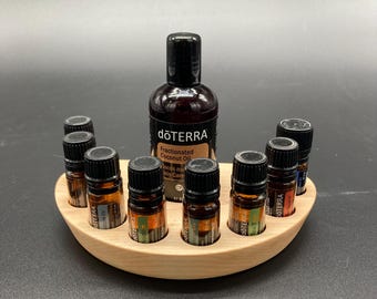 Display for Doterra oils AromaTouch® technology - ash wood for 8 oil bottles of 5ml essential oils + fractionated coconut oil