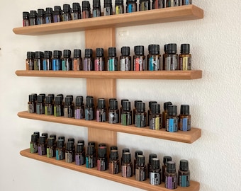 Multi Oils Wall Shelf - Display for essential oil bottles such as Doterra - Storage for oil bottles made of beechwood