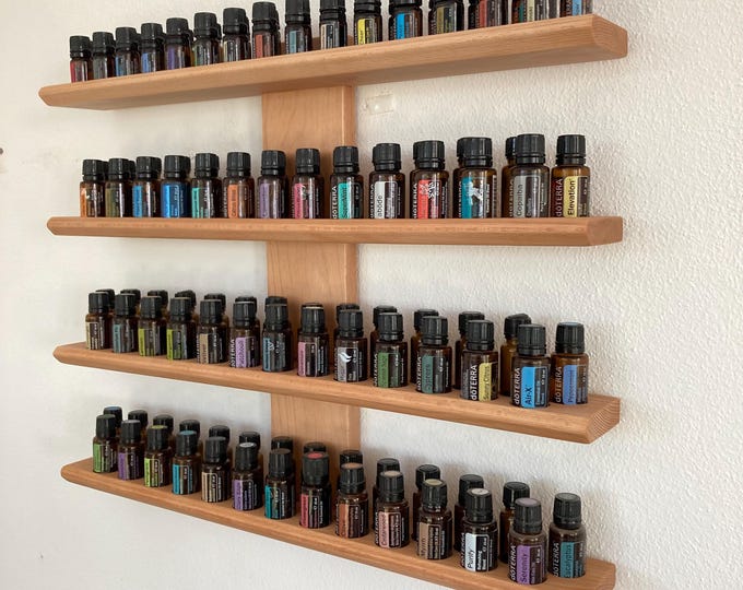 Multi Oils Wall Shelf - Display for essential oil bottles such as Doterra - Storage for oil bottles made of beechwood