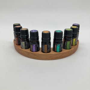 9 oil organizer half round stand made of beech wood for Doterra oils wooden holder for oil bottles essential oils 5ml bottle holder