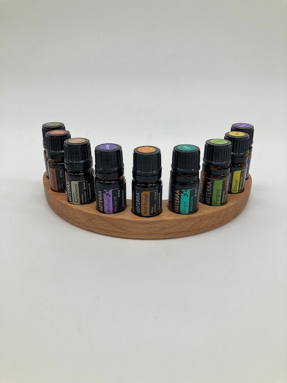 9 oil organizer half round stand made of beech wood for Doterra oils wooden holder for oil bottles essential oils 5ml bottle holder
