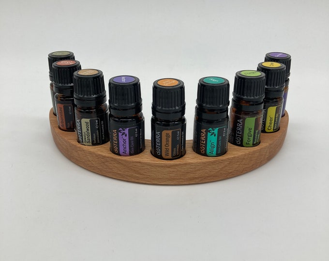 9 oil organizer half round stand made of beech wood for Doterra oils wooden holder for oil bottles essential oils 5ml bottle holder