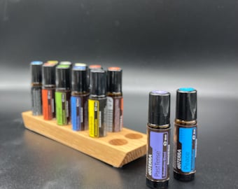 12-bottle oil organizer stand for doTERRA oils, wooden holder for 10ml essential oil bottles
