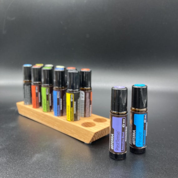 12-bottle oil organizer stand for doTERRA oils, wooden holder for 10ml essential oil bottles