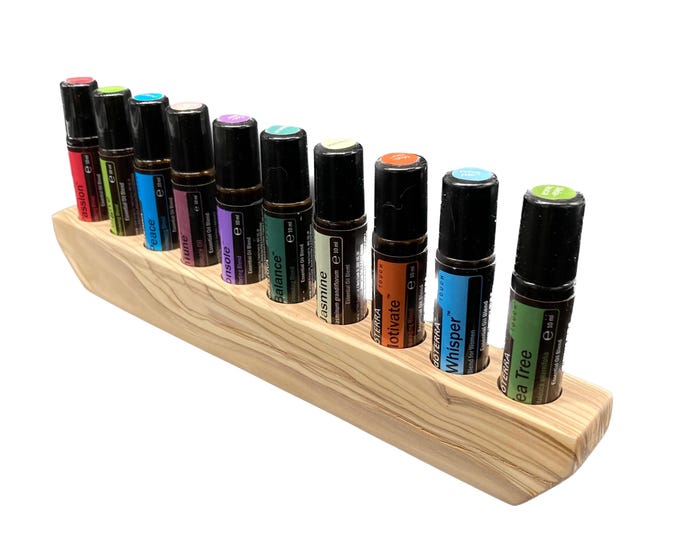 Single piece 10 oils organizer made of olive wood for Doterra oils wooden holder for oil bottles essential oils 10ml bottle holder + glass vase