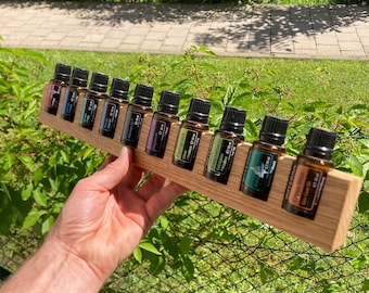 10-piece oil organizer stand made of oak wood for Doterra oils wooden holder for oil bottles essential oils 15ml bottle holder