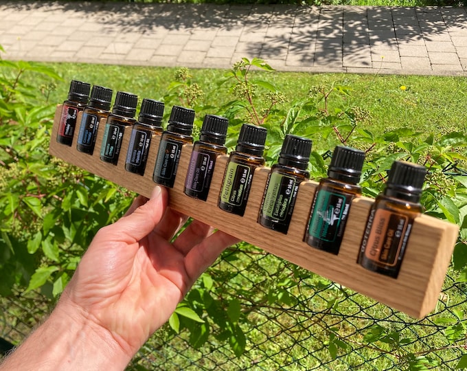 10-piece oil organizer stand made of oak wood for Doterra oils wooden holder for oil bottles essential oils 15ml bottle holder