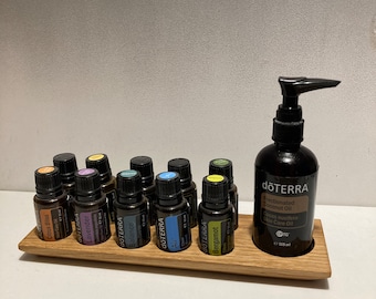 Oil organizer stand for e.g. Doterra oils with felt insert, wooden holder for oil bottles, essential oils made of oak wood