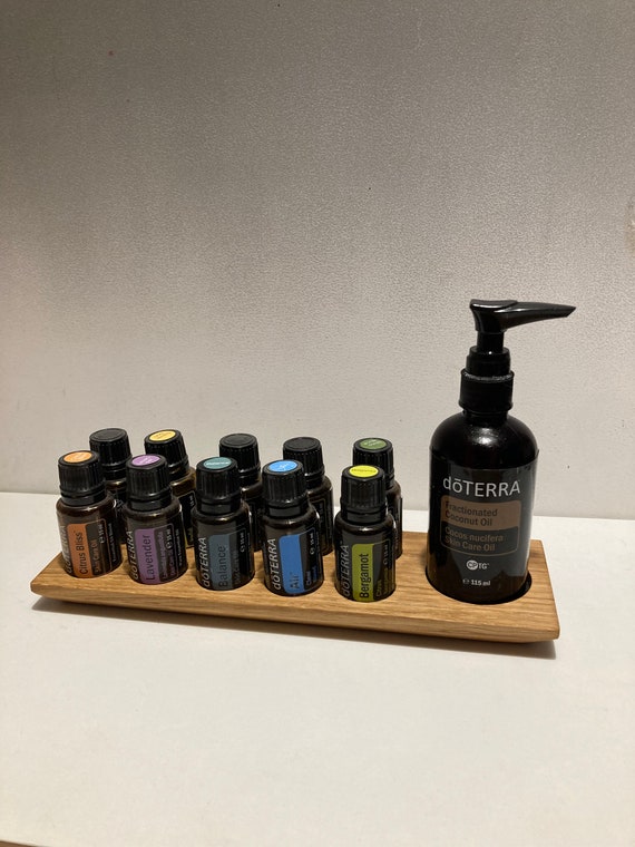 Oil organizer stand for e.g. Doterra oils with felt insert, wooden holder for oil bottles, essential oils made of oak wood