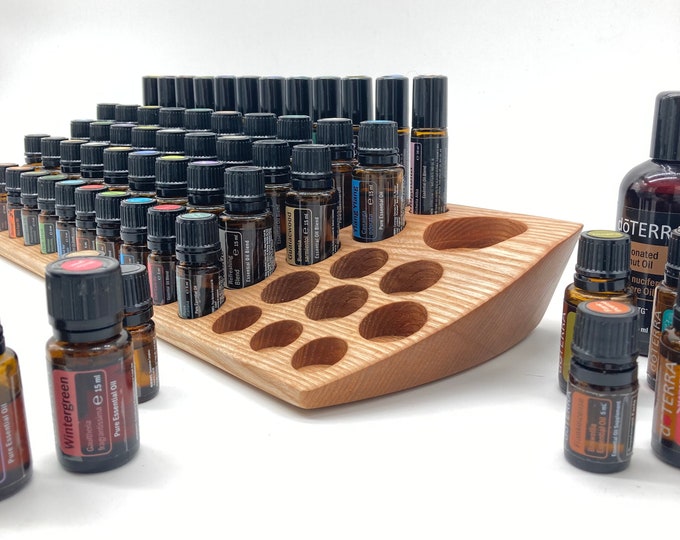 The "One for All" beautiful unique piece made of ash wood, curved multi display for essential oils e.g. DoTerra - essential oils