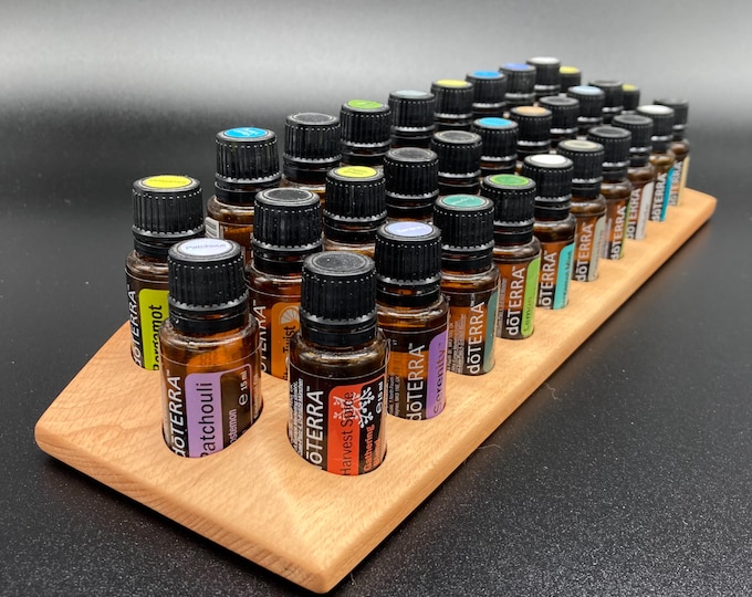 The organizer for your oils - beautiful unique piece made of beech wood - stand for oil bottles essential oils 15ml (29 mm diameter)