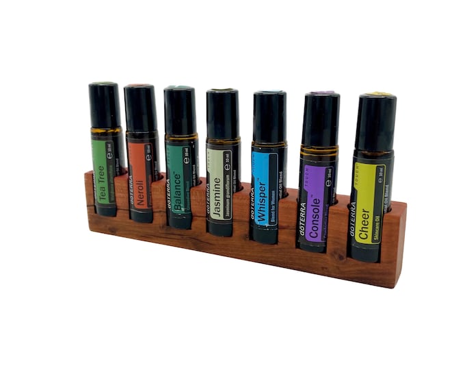 7-piece oil organizer - e.g. KiDs Collection by Doterra - Oil display made of wood for oil bottles Essential oils 10ml bottle holder