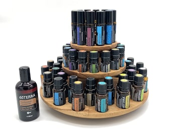 The round stand -pyramid- for essential oil bottles such as those from Doterra 32+16+12+1 spaces