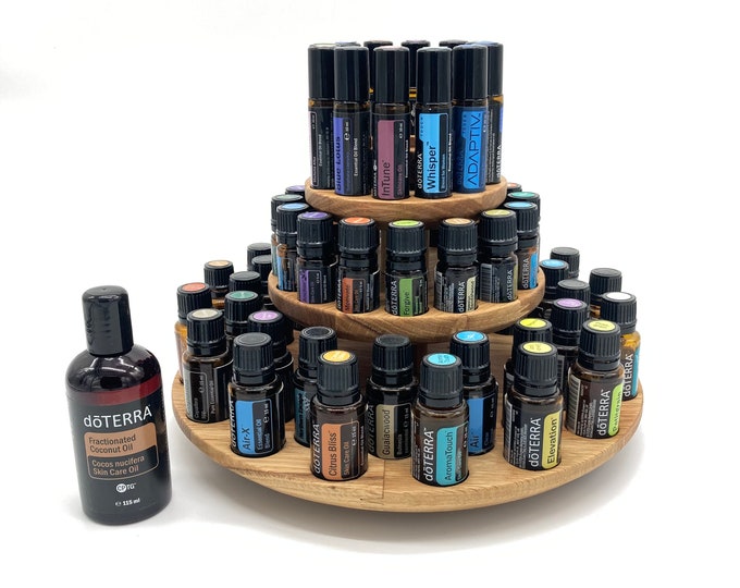 The round stand -pyramid- for essential oil bottles such as those from Doterra 32+16+12+1 spaces