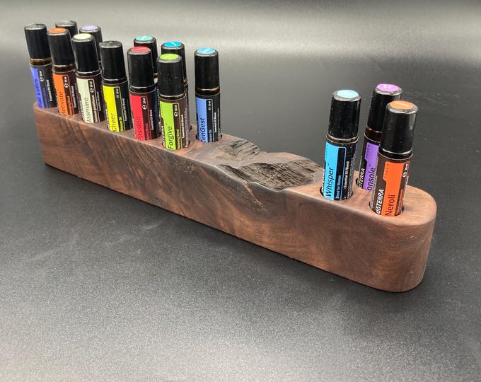 10 x 15ml or 14 x Roll-Ons (Single Item) - Reversible Oil Organizer for doTERRA Oils, Made of Walnut Wood, for 10ml or 15ml Essential Oils