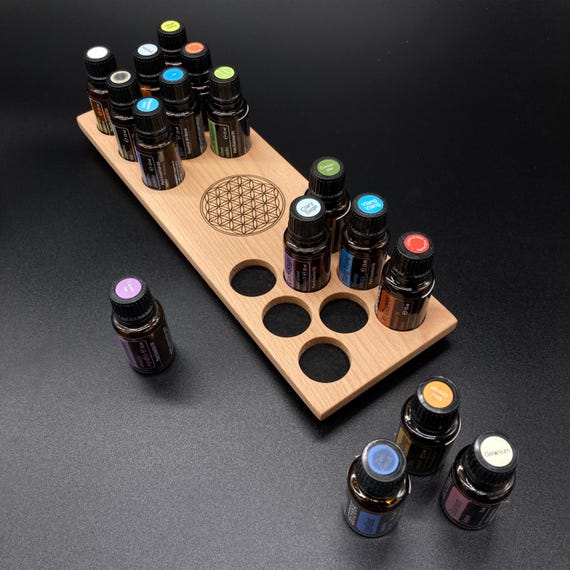 Flower of Life - Beechwood storage container for 10 x 15ml bottles of essential oils