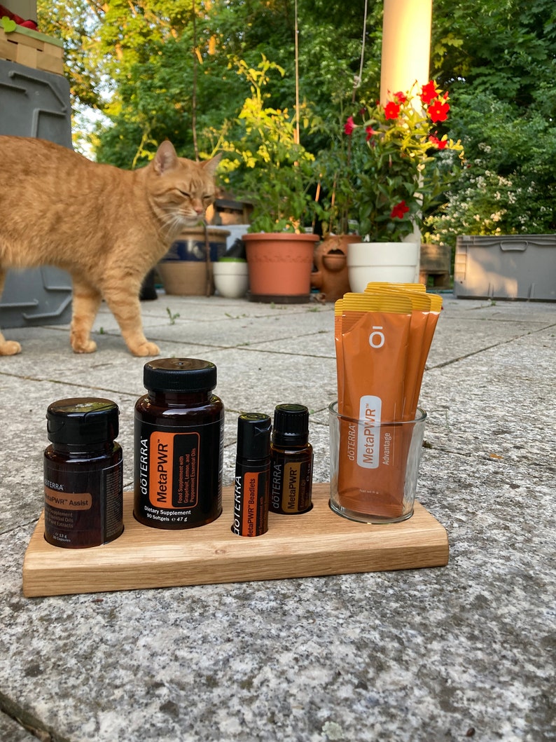 PWR MEGA Powerbank voor je set van Doterra met glazen container, handgemaakt van eikenhout afbeelding 5