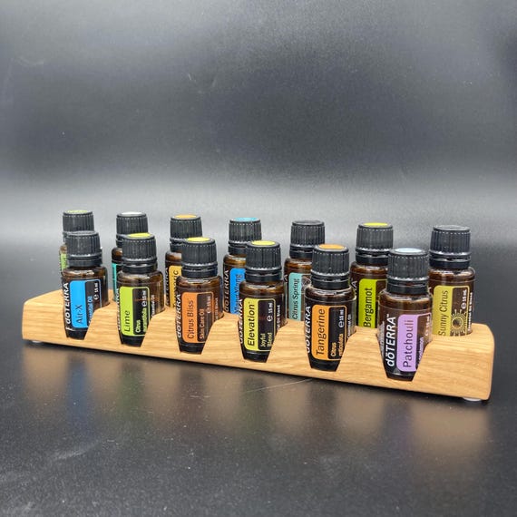 Oil Organizer Stand for doTERRA Oils, Wooden Holder for 13 15ml Essential Oil Bottles