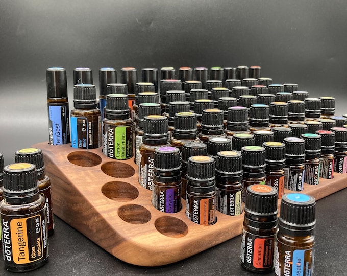 The "One for All" beautiful, unique piece - made of walnut - curved multi-display for essential oils - e.g., doTERRA, Young Living