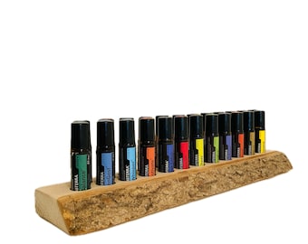 Beautifully curved, unique piece made of untreated ash wood for 24! Oil Roll-Ons 10ml Display Stand for e.g. doTERRA Essential Oils