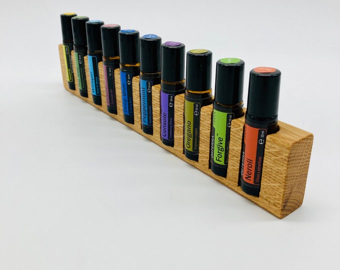 10 oils organizer stand and wall shelf in ONE for e.g. Doterra AromaTouch RollOns Essential Oils 10ml bottle holder + glass vase