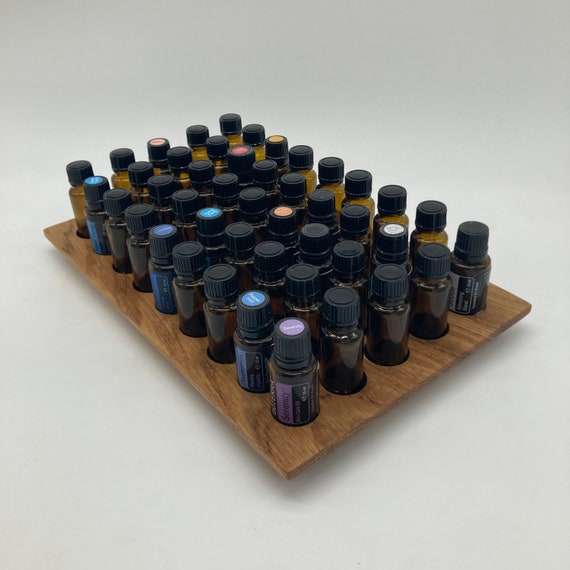 Oak wood display stand - for example, for doTERRA oils, for 45 x 15ml essential oil bottles with felt insert.