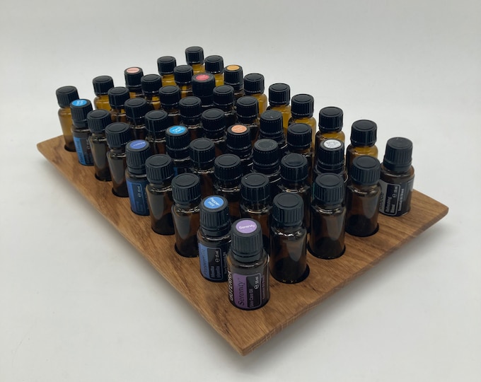 Display made of oak wood - stand for e.g. Doterra oils for 45 oil bottles 15ml essential oils with felt insert