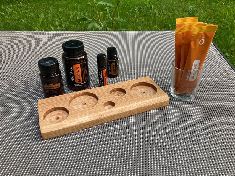 PWR MEGA Powerbank voor je set van Doterra met glazen container, handgemaakt van eikenhout afbeelding 4