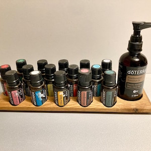 Oils Organizer Stand for 15 Doterra Oils Wooden Holder Oak for Oil Bottles Essential Oils