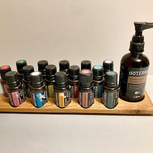 Oils organizer stand for 15 Doterra oils wooden holder oak for oil bottles essential oils