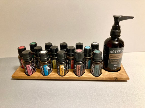 Oil Organizer Stand for 15 doTERRA Oils, Wooden Holder, Oak, for Oil Bottles, Essential Oils
