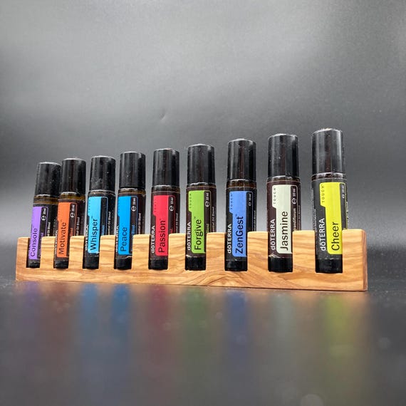 Unique piece made of the finest olive wood - Display storage for 9 oil roll-ons, e.g., from doTERRA essential oils
