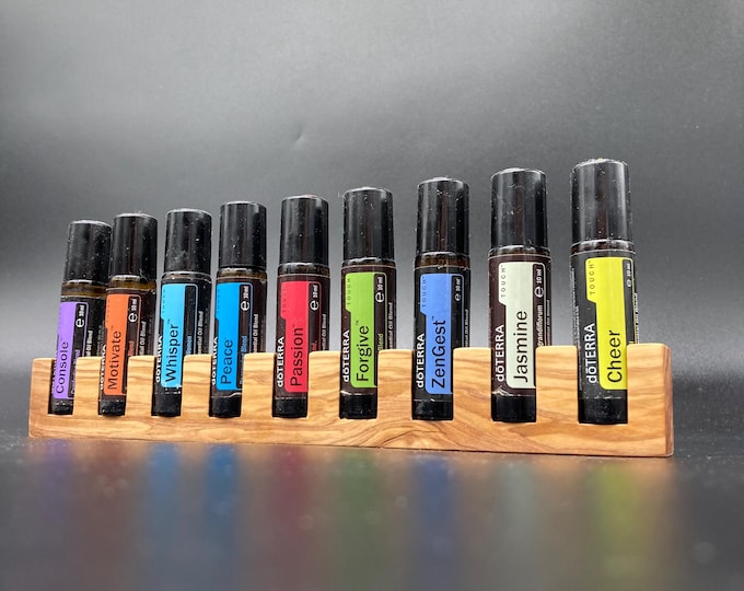 Unique piece made of the finest olive wood - Display storage for 9 oil roll-ons, e.g., from doTERRA essential oils