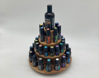 The round stand -pyramid- for essential oil bottles such as those from Doterra 16+16+8+1 spaces