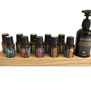 Oils Organizer Stand for Doterra Oils Wooden Holder for 10 Oil Bottles of 15ml Essential Oils