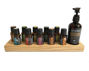 Oils Organizer Stand for Doterra Oils Wooden Holder for 10 Oil Bottles of 15ml Essential Oils