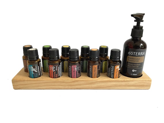 Oils Organizer Stand for Doterra Oils Wooden Holder for 10 Oil Bottles of 15ml Essential Oils