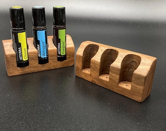 Set of 3 stands made of finest walnut wood for Doterra oils. Wooden holder for oil bottles. Essential oils 10ml bottle holder e.g. Doterra.