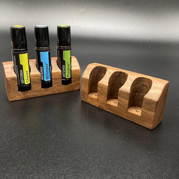 Set of 3 stands made of finest walnut wood for Doterra oils. Wooden holder for oil bottles. Essential oils 10ml bottle holder e.g. Doterra.